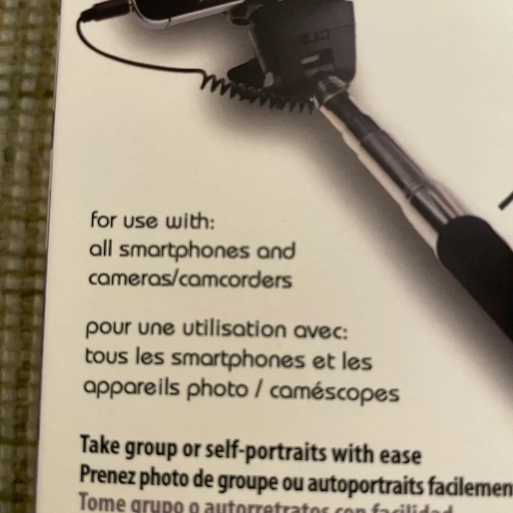 Black Selfie Stick with Built-in Shutter. For use with all smartphones
